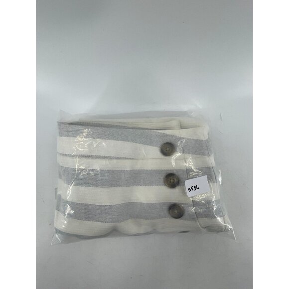 Ann Taylor Loft Women's Gray White Striped Lined Button Front Skirt Size 16 - Picture 13 of 13